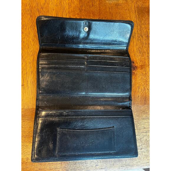 Vintage Monsac Original Leather Trifold Wallet with Snap Closure Black - Picture 3 of 10